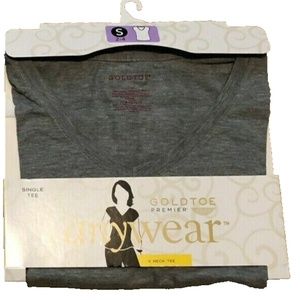Women's Gold Toe Gray Short Sleeve V-Neck Pre-Shrunk T-Shirt Size S- (2-4)
